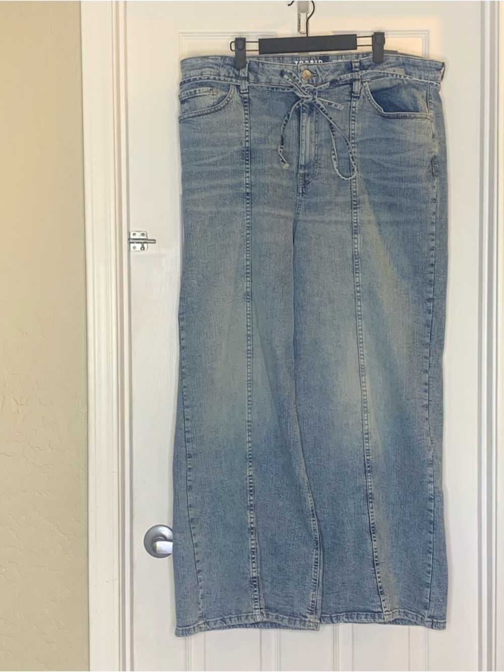Torrid High Rise Baggy Wide Leg Tie Belt Jean Stretch + Rigid Size 20R - Picture 12 of 13